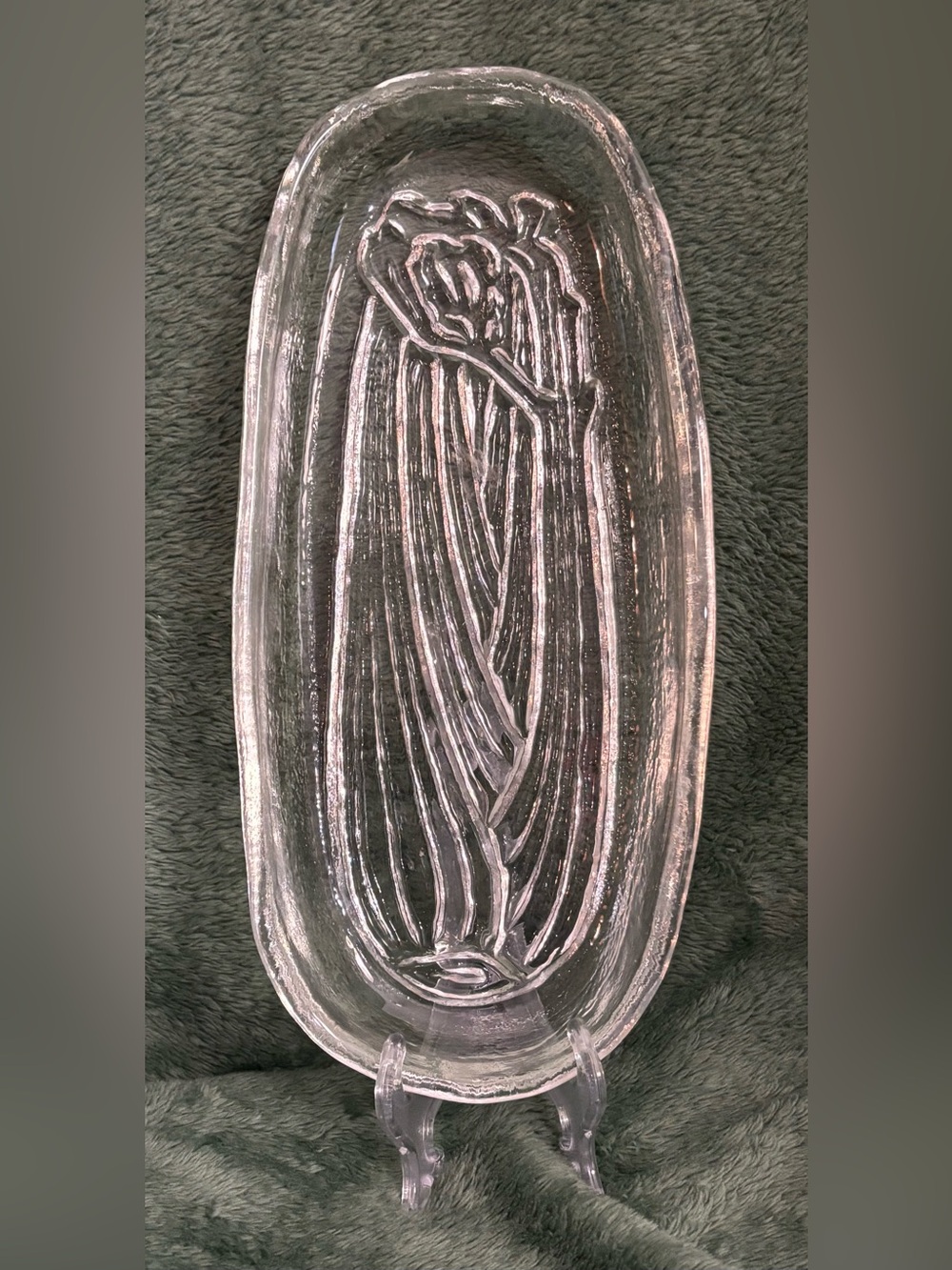Pilgrim Clear Glass Floral Relish Server/Tray (G016)